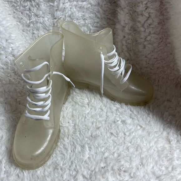 Clear jelly lace up combat rain boots EUR size 39. - Picture 5 of 10